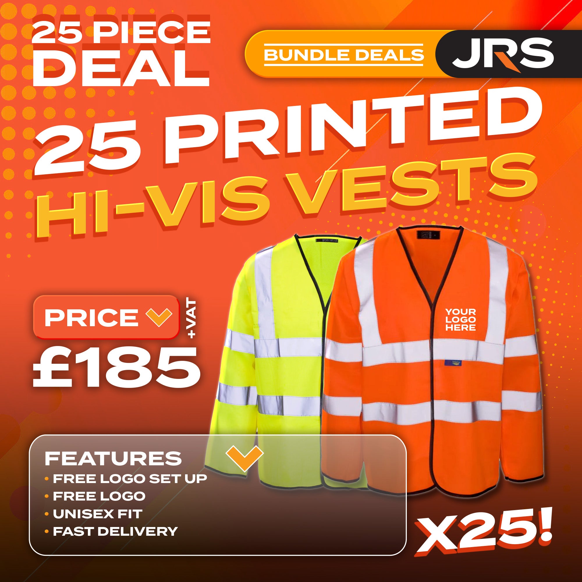 25x Long Sleeve Printed Hi-Vis Vest Bundle