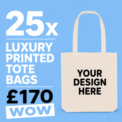 25x Luxury Tote Bags - Bundle with Free Front Print