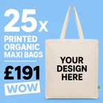 25x Organic Maxi Tote Bags - Bundle with Free Front Print - thumbnail 1