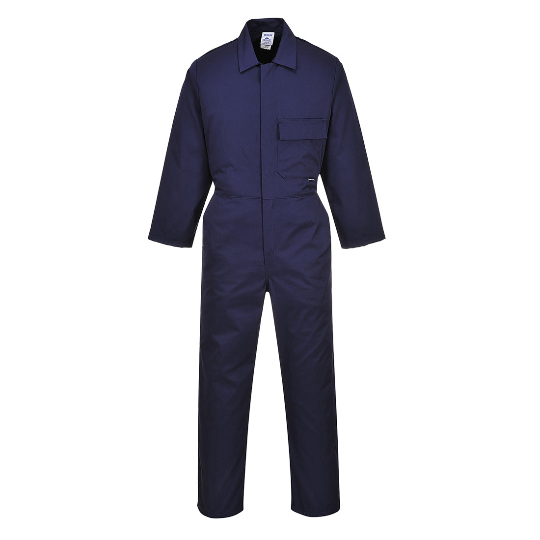 Portwest work shirt in navy with reflective tape detail folded display