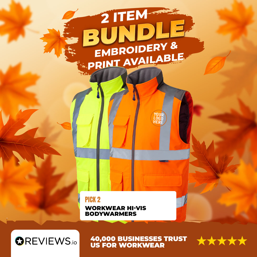 2x Embroidered Workwear Leo Workwear Hi-Vis Bodywarmers Bundle