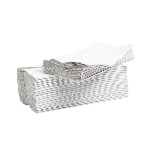 A pack of 2430 white 2-ply flushable 2Work hand towels.