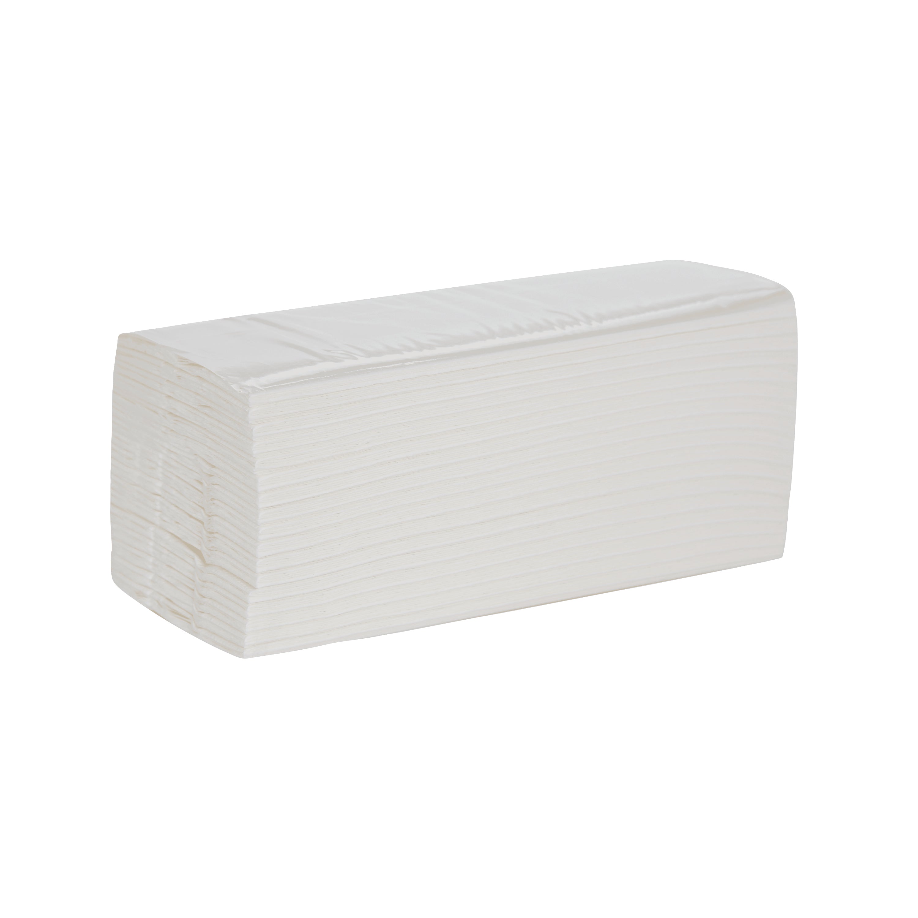 A pack of 2244 white 2-ply Z-fold 2Work hand towels.