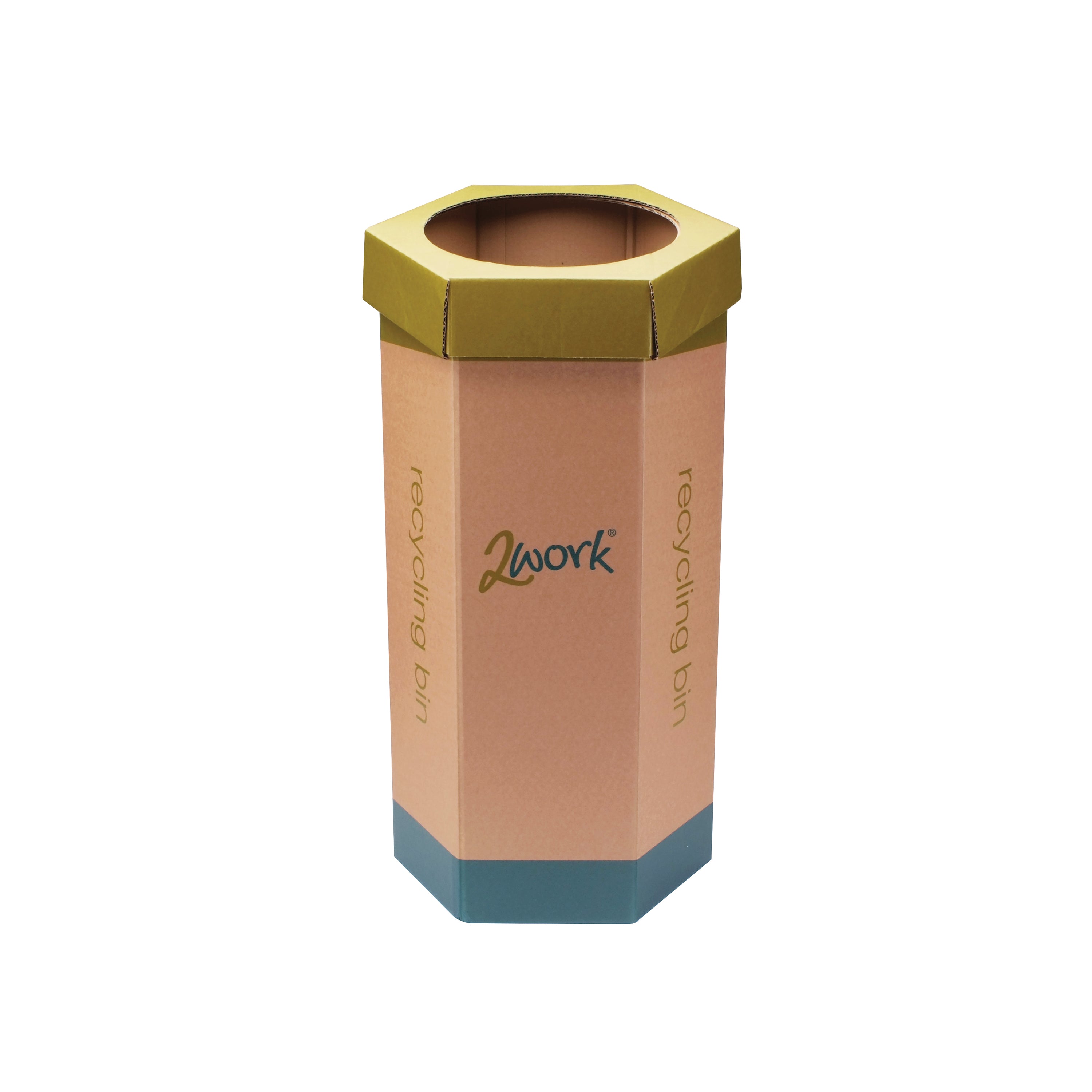 A pack of 3 green 2Work recycling bins.