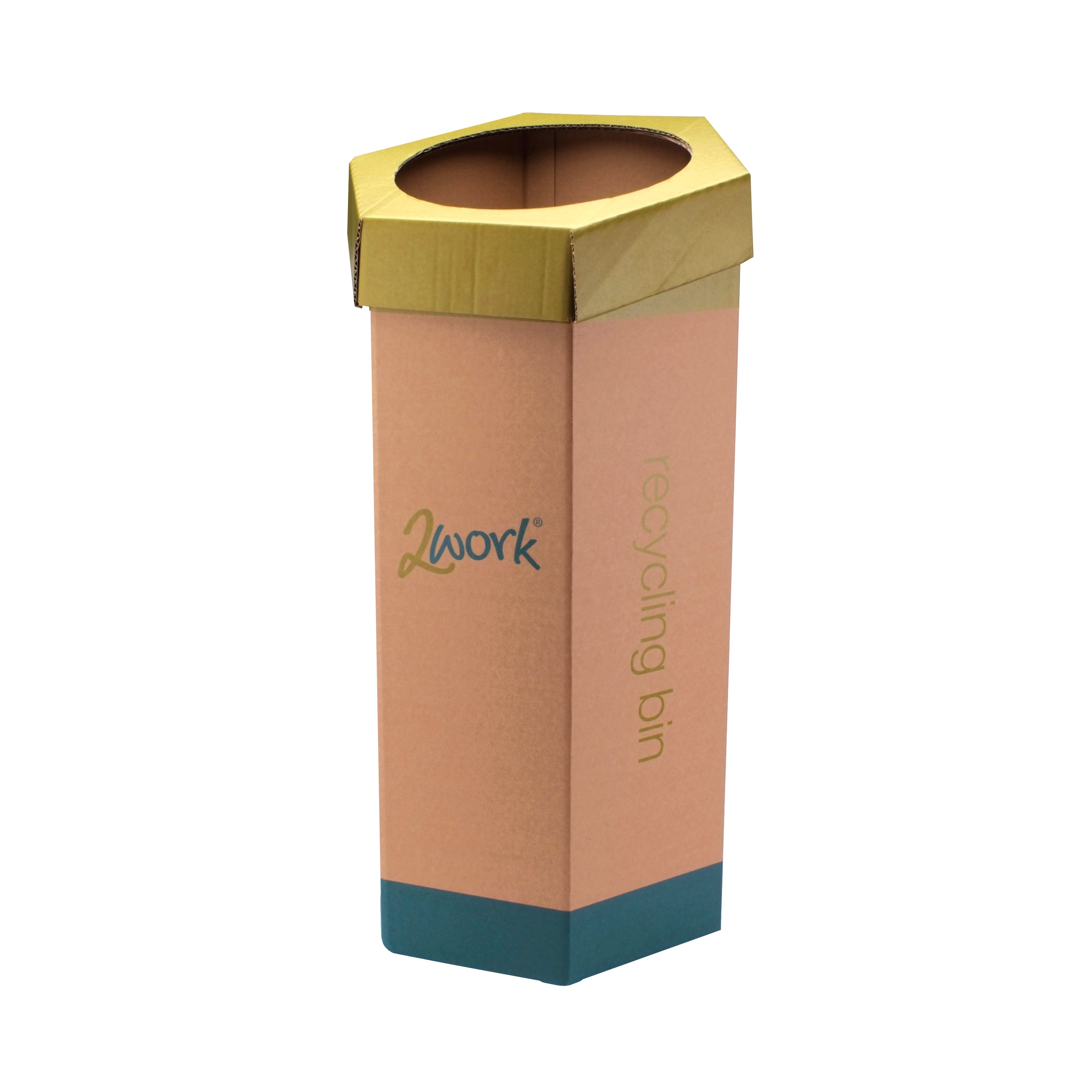 A single green 2Work recycling bin.
