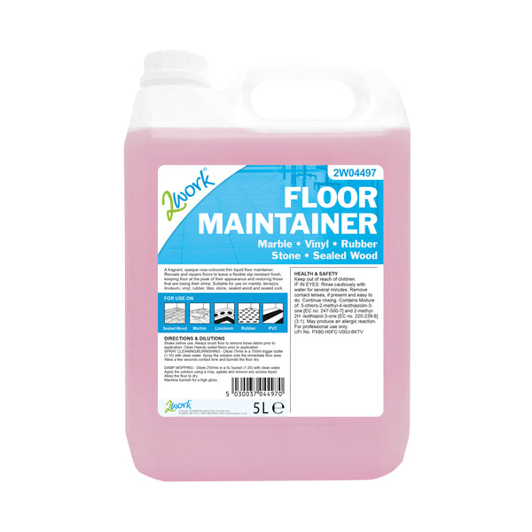 A 5-litre bottle of 2Work floor maintainer concentrate.