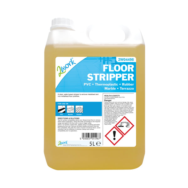 A 5-litre bottle of 2Work non-rinse floor stripper formula.