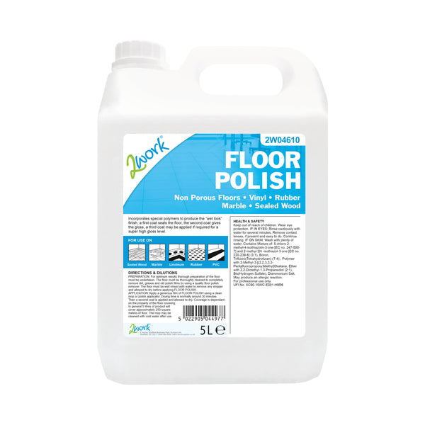 A 5-litre bottle of 2Work floor polish.