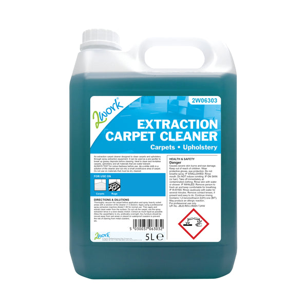A 5-litre bottle of 2Work extraction carpet cleaner concentrate.