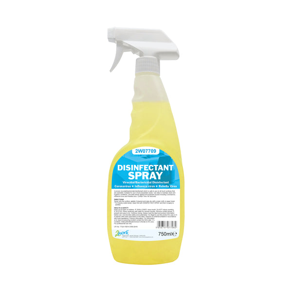 A pack of 6 750ml bottles of 2Work disinfectant virucidal trigger spray.