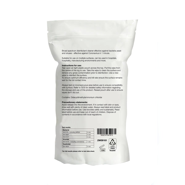 A single 2Work biodegradable eucalyptus disinfectant wipe.