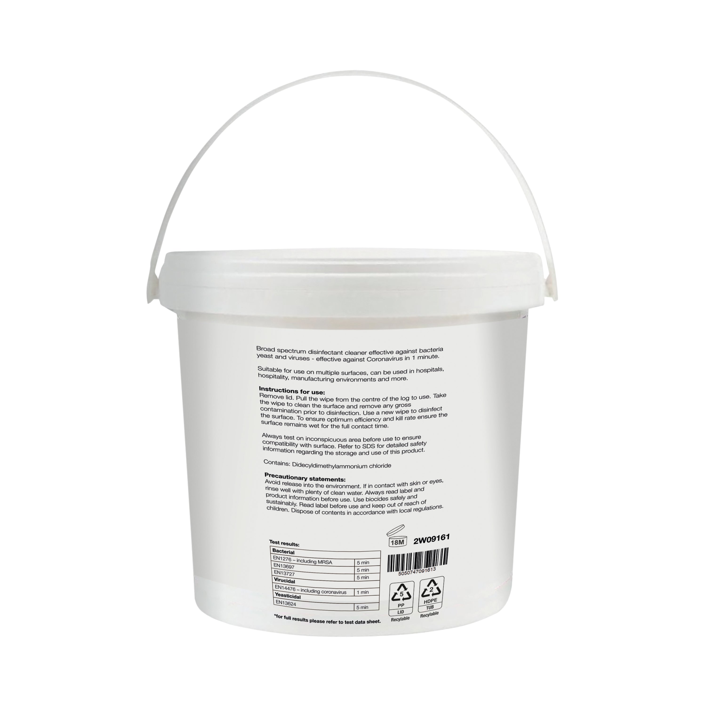 A single 2Work biodegradable eucalyptus wipe.
