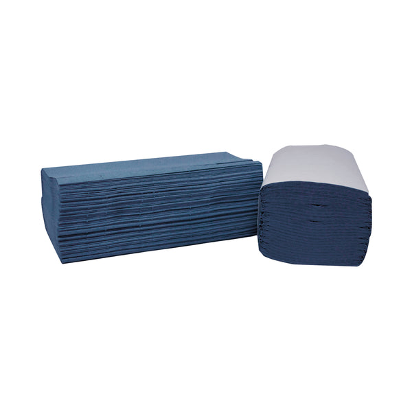 A pack of 3600 blue 1-ply I-fold 2Work hand towels.