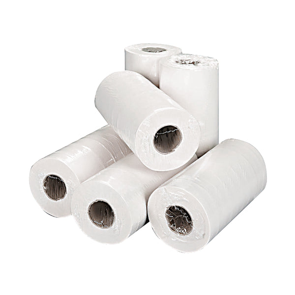 A pack of 18 white 2-ply 2Work hygiene rolls.