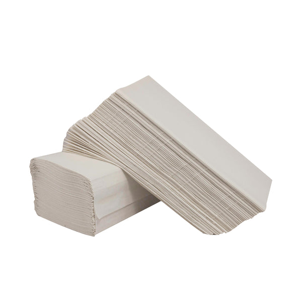 A pack of 3600 white 1-ply I-fold 2Work hand towels.