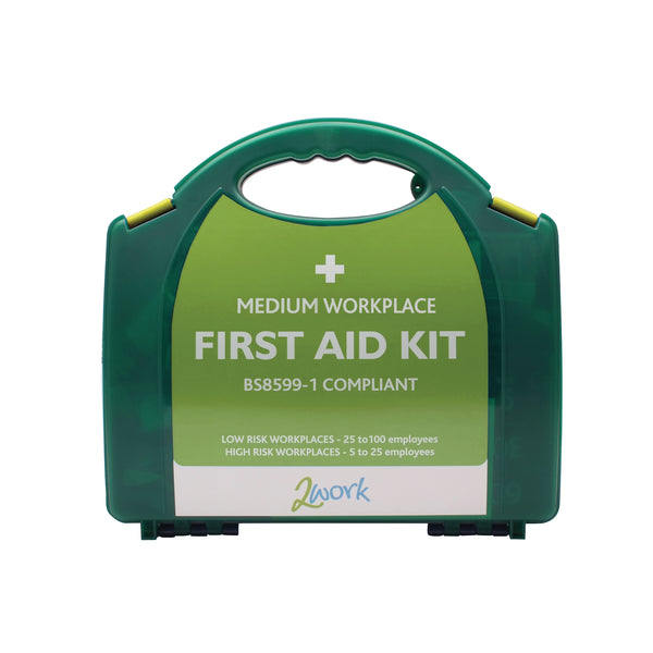 A medium-sized BSI compliant 2Work first aid kit.