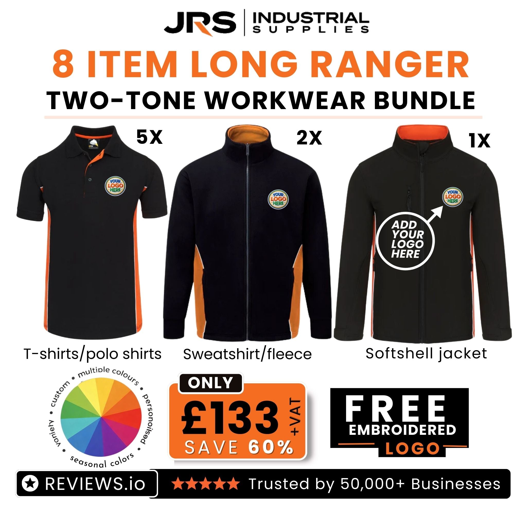 8 Item Long Ranger Two Tone Workwear Bundle with Free Logo