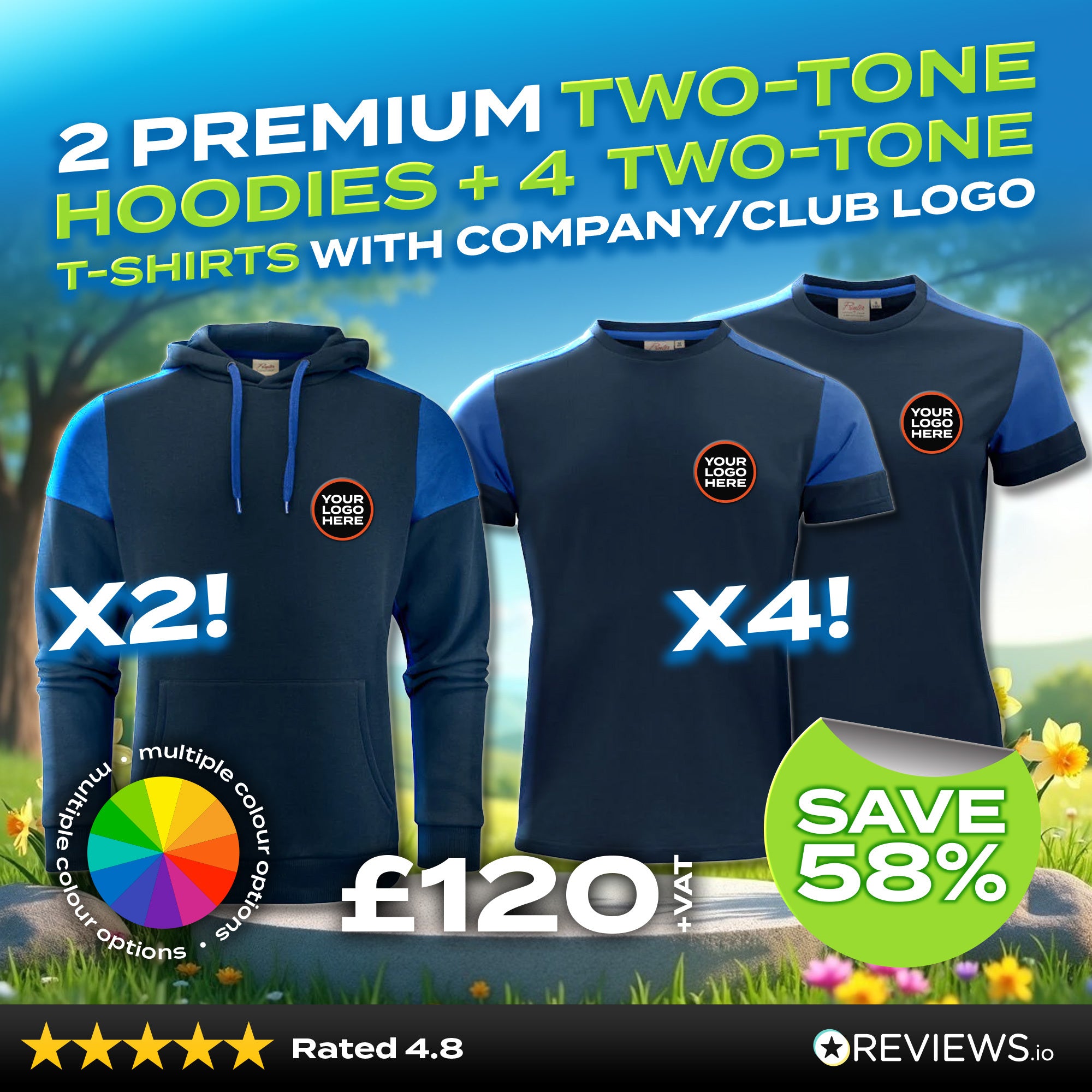 6 Item Embroidered Workwear Printer Prime Bundle – 2x Two-Tone Hoodies & 4x Two-Tone T-Shirts with Company Logo