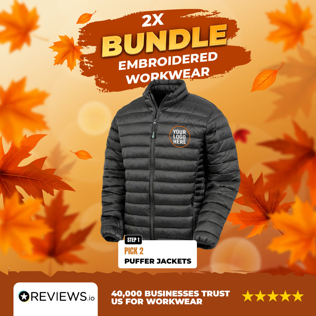 2x Embroidered Workwear Result Puffer Jackets Bundle