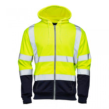 Supertouch Yellow 2 Tone Hooded Zipped Hi Vis Sweatshirt