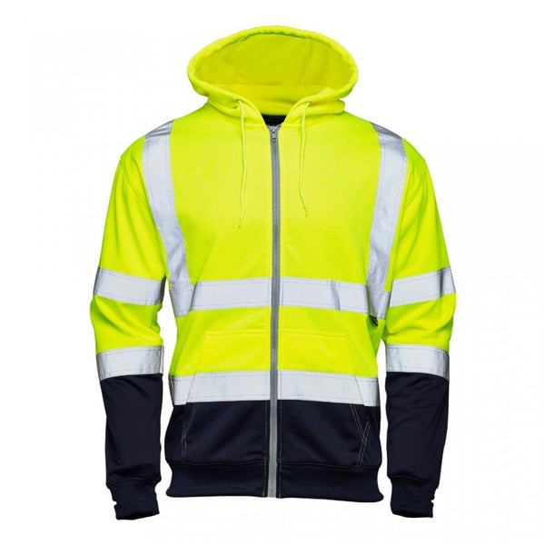 Supertouch  2 Tone Hooded Zipped Hi Vis Sweatshirt