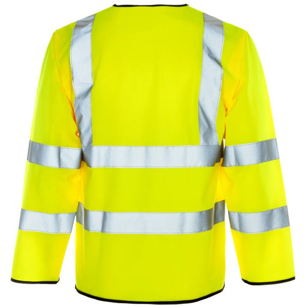 Back view of the Supertouch H84 hi-vis yellow long-sleeved vest.