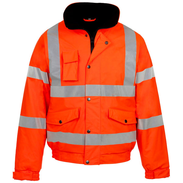 A protective Supertouch Orange Storm Flexa R Pu Bomber Jacket, suitable for various work environments.