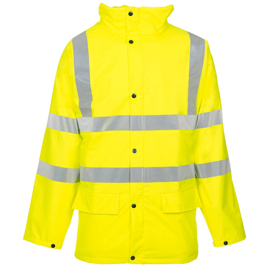 A waterproof and durable Supertouch Yellow Storm Flexa R Pu Parka for all-weather protection.