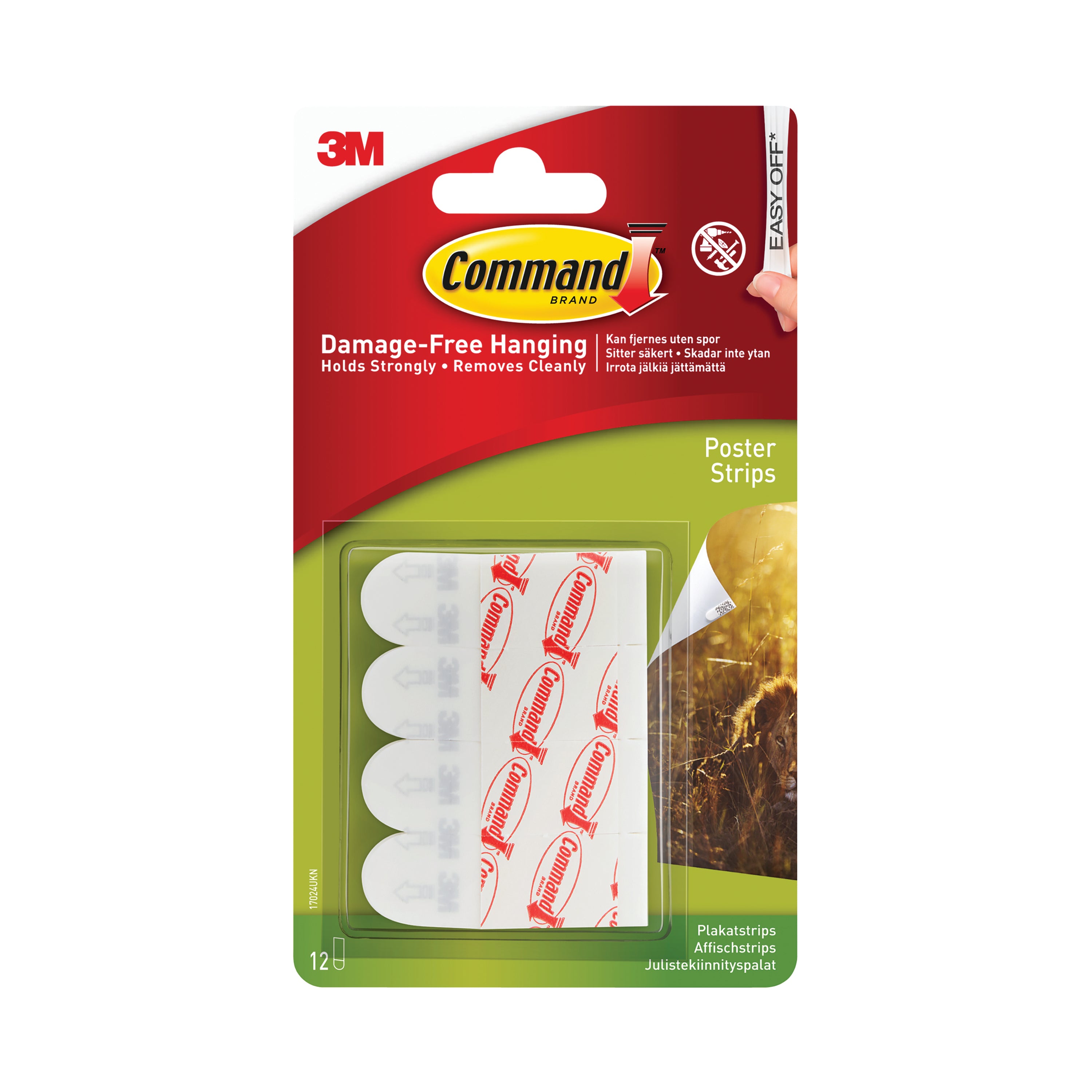 3M Command Adhesive Poster Strips Small (Pack of 12) 17024