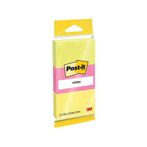 Post-it Neon Colour Notes 38x51mm 100 Sheet Pads Assorted  (Pack of 36)
