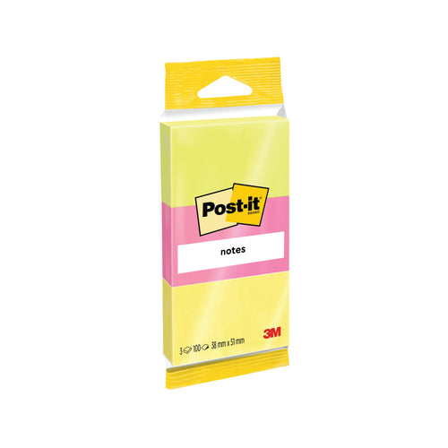 Post-it Neon Colour Notes 38x51mm 100 Sheet Pads Assorted  (Pack of 36)