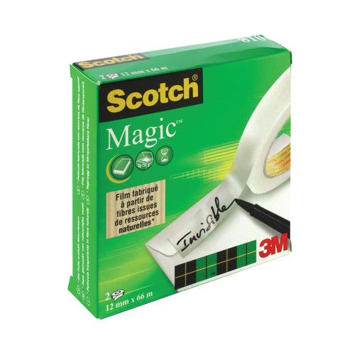 3M Scotch Magic Tape 810 12mm x 66m (Pack of 2) 8101266