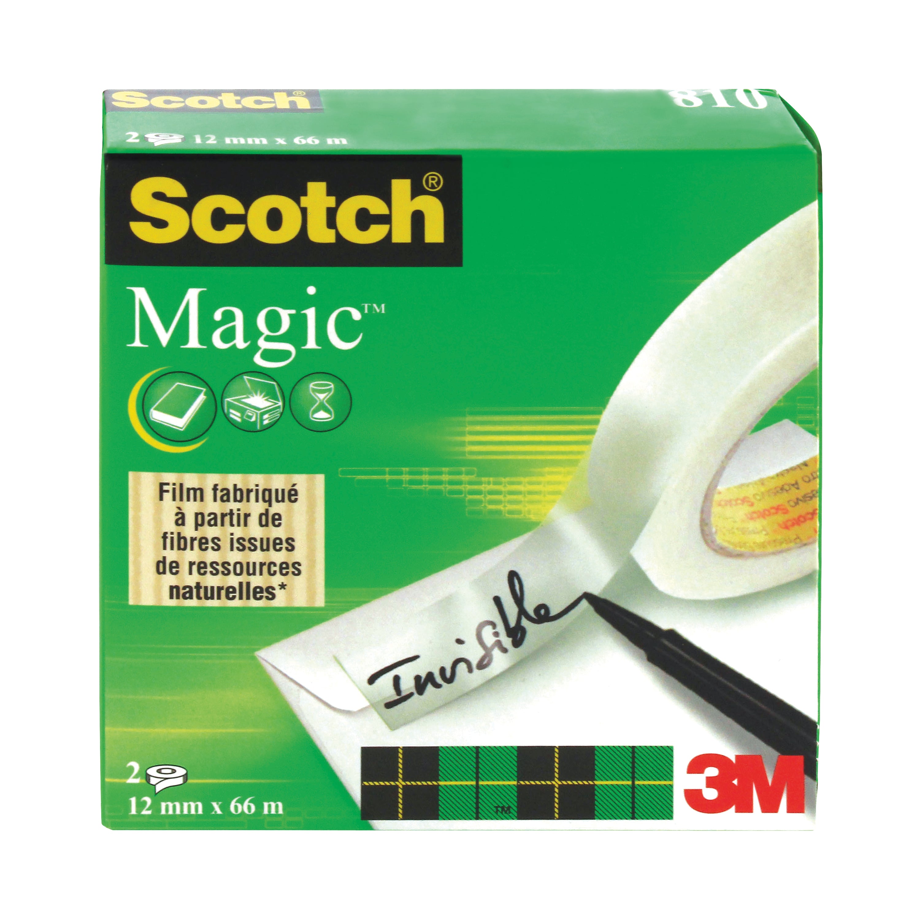 3M Scotch Magic Tape 810 12mm x 66m (Pack of 2) 8101266