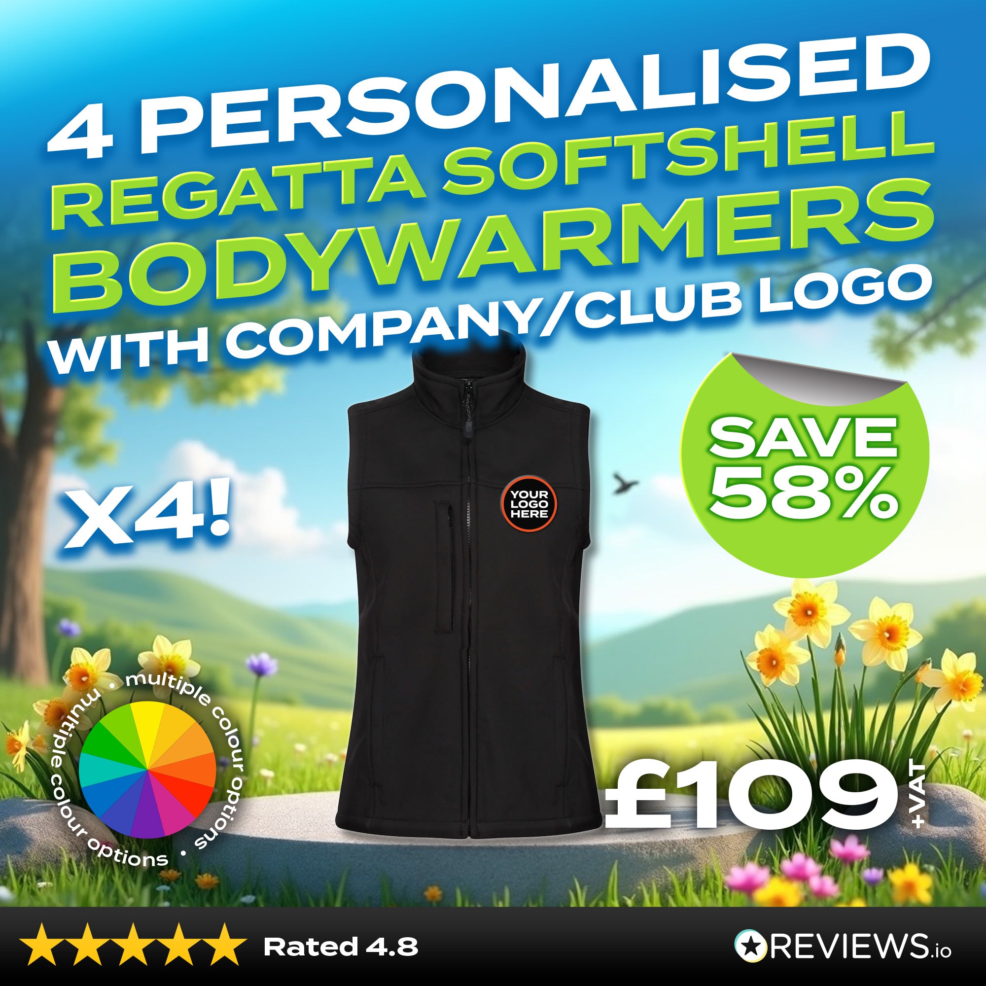 4x Embroidered Regatta Flux Softshell Bodywarmer with Company Logo