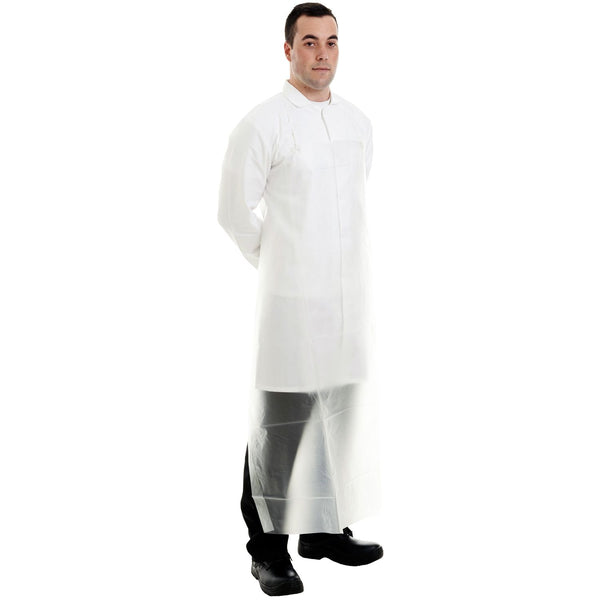 Supertouch clear PVC apron, smooth finish, general purpose barrier protection for various tasks.
