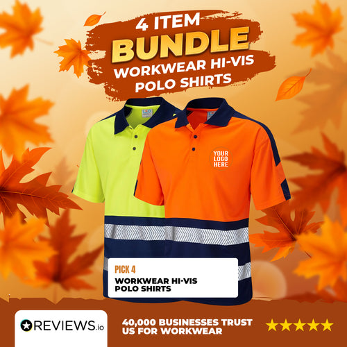 4x Embroidered Workwear Hi-Vis Polo Shirts Bundle