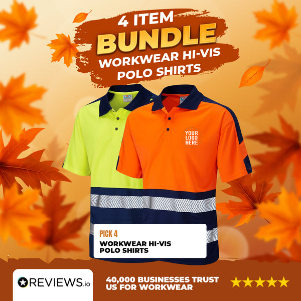 4x Embroidered Workwear Hi-Vis Polo Shirts Bundle