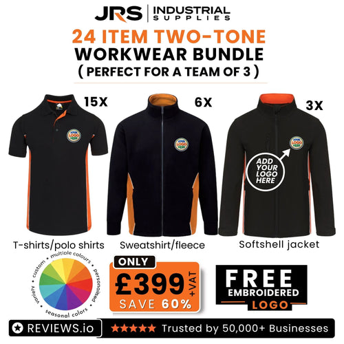 24 Item Two Tone Workwear Bundle with Free Logo (Perfect for a Team of 3)