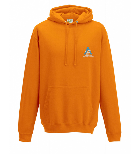 An ochre-colored Armadale PS House Hoodie for adults, displaying the embroidered school crest.
