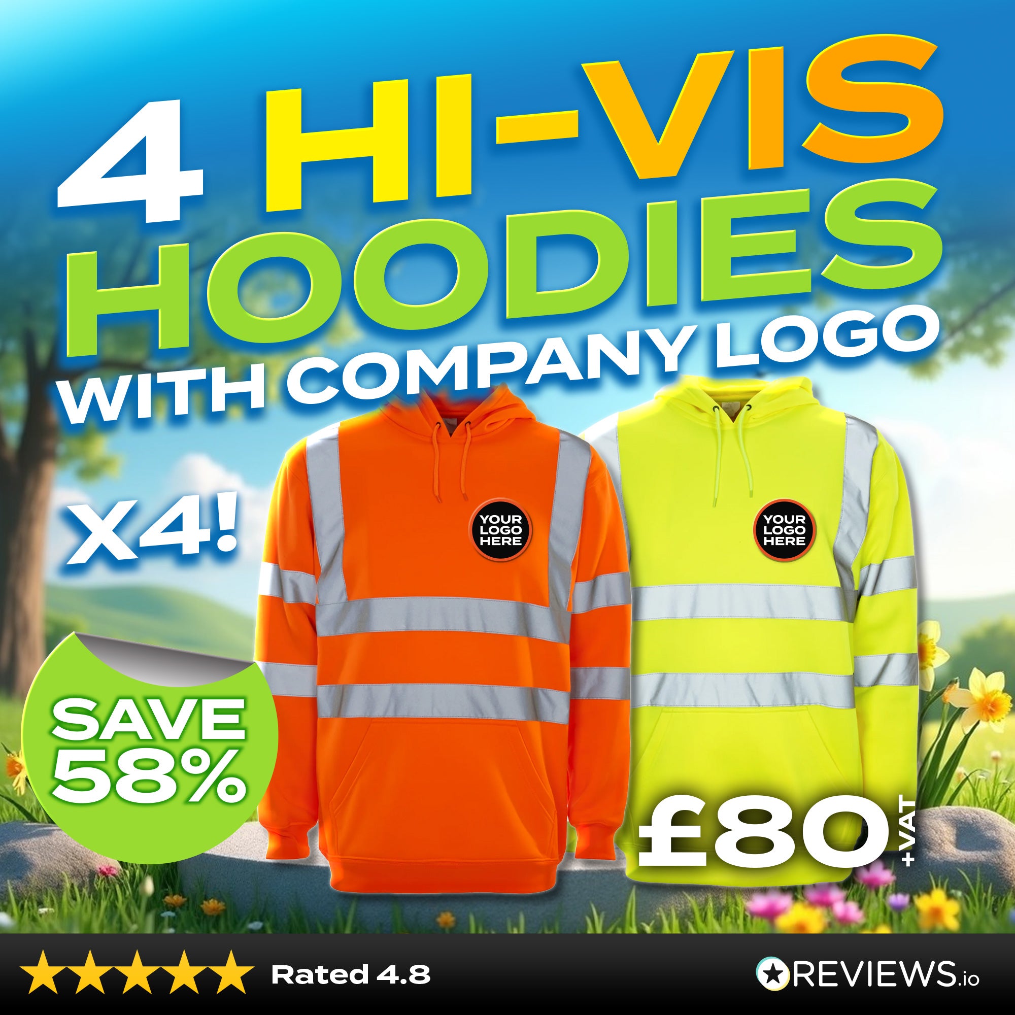 4x Embroidered Workwear Supertouch Hi-Vis Hoodies Bundle