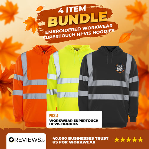 4x Embroidered Workwear Supertouch Hi-Vis Hoodies Bundle