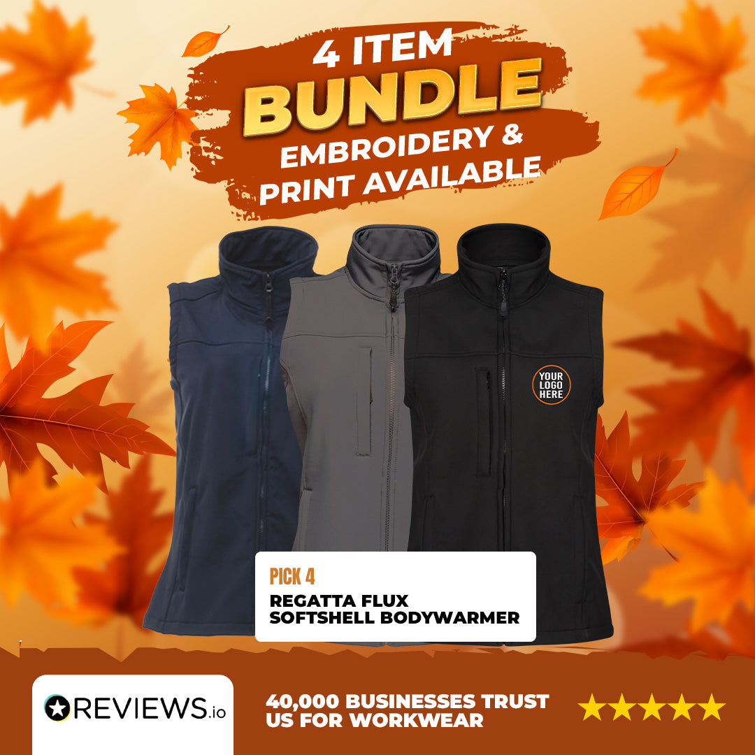 4x Embroidered Regatta Flux Softshell Bodywarmer with Company Logo