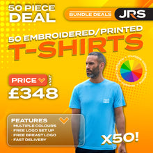 50 Personalised Embroidered Work T-Shirts with Free Logo