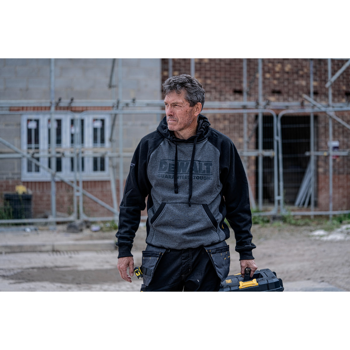 DeWalt Grey Marl/Black Hooded Sweatshirt