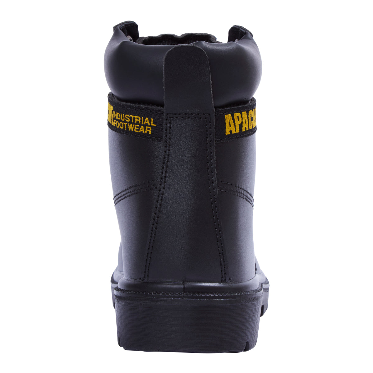 Rear view of the AP300 safety boot, highlighting the pull tab and ankle support.