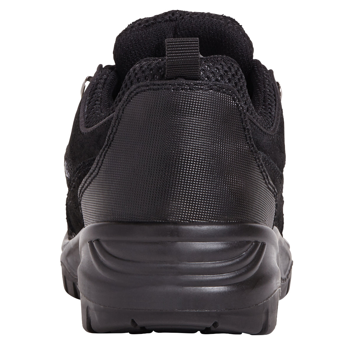 Rear view of the classic black suede Apache safety trainer AP302SM.