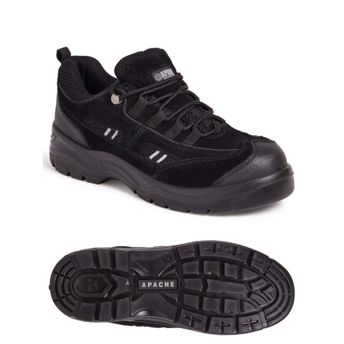 Close-up detail of the sole and suede upper on the AP302SM trainer.