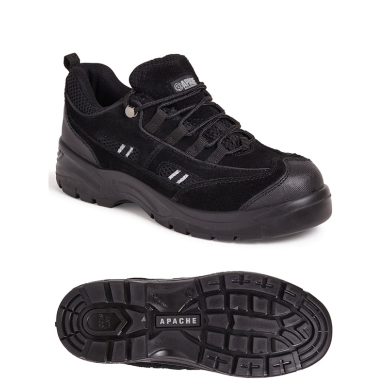 Close-up detail of the sole and suede upper on the AP302SM trainer.