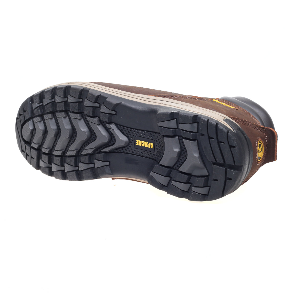 Angled view of the brown nubuck Apache AP315CM safety hiker.