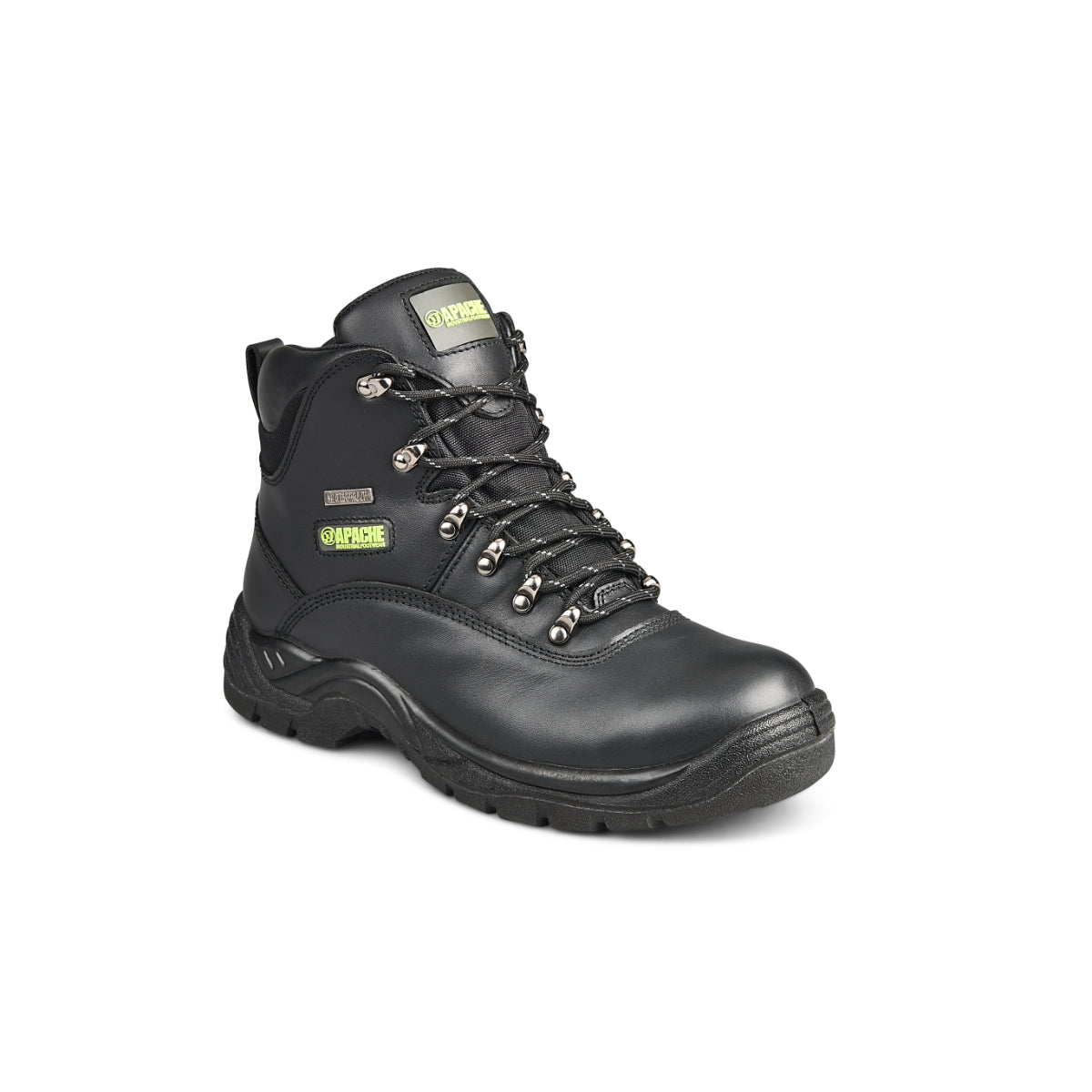 Apache SS812SM waterproof safety hiker in black, side profile.